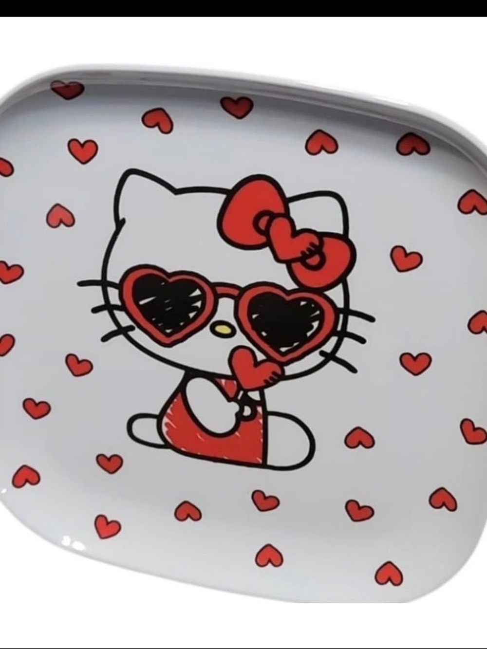 HELLO KITTY  Red Heart Sanrio 🩷❤️ Square Melamine 10” plates, Set of 4 NWT